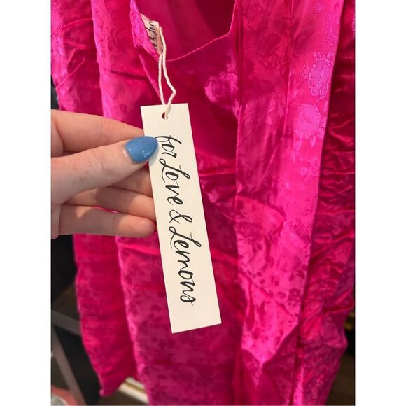 NWT For Love & Lemons Deliza Hot Pink Mini Dress Size Medium - Picture 6 of 8